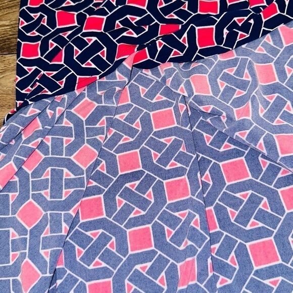 Maggy London pink/blue geometric wrap dress sz 10 - Picture 12 of 16